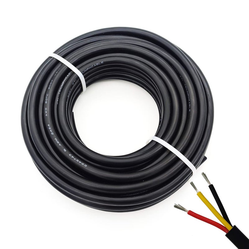 CBAZY 22AWG UL2464 Power Cable Stranded Electrical Wire LED Red & Black& Yellow 3 Conductors tinned Copper (22AWG -3C- 100ft) - Image 5